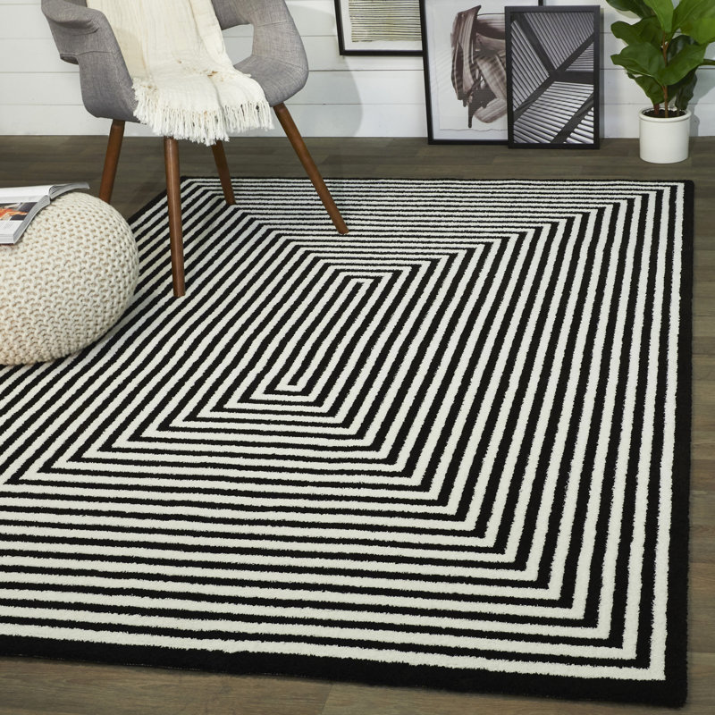 Corrigan Studio® Pangle Geometric Black/White Area Rug & Reviews Wayfair